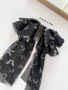 1 件女士优雅面料蝴蝶印花发夹蝴蝶结，马尾辫、发髻、沙滩、休闲装束发饰，波西米亚风格美容爪夹 - 彩色 - 查看 2