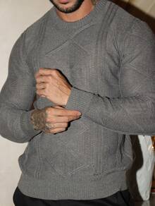 Knitted Sweater Men's Sweater Tops Chic Cold Weather High Quality Autumn Winter Long Sleeve Pullover - 灰色 - 查看 7