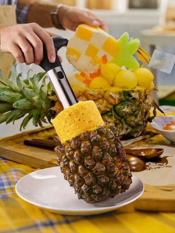 1pc Pineapple Corer And Slicer Tool, Stainless Steel Pineapple Knife Peeler Corer Slicer With Sharp Blade, Pineapple Eye Remover, Pineapple Cutter Peeler, Vegetable And Fruit Tool