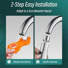 厨房防溅水龙头 - 革命性设计，360 度旋转，让您的厨房保持干燥！可调节流量，构建，（1 件）回到学校