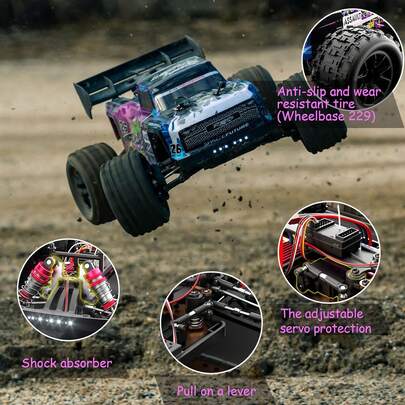 4WD Brushless 2.4GHz Remote Control High-Speed Off-Road Car With Alloy Differential, Strong Ground Gripping Ability, Independent ESC, Full Porportional Synchronous Control System, Anti-Slip Tyres, High-Brightness Front Lights, Independent Hydraulic Shock Absorber, Wear Resistant Tyres, Ajustable Shock Absorption, Birthday Christmas Easter Gifts