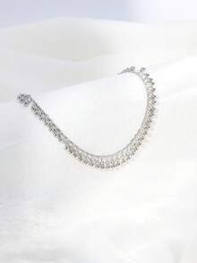 1pc Beach Style Beaded Anklet For Women, Vacation & Date Gift (Random Bead Count) - Silver - View 2