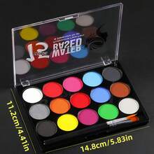 15 Colors Water-Soluble Face & Body Painting Makeup Kit With 2 Brushes, Suitable For Rainbow Festivals, Halloween, Christmas, Holiday Parties, Carnivals, Gatherings, Stage Performances - Multicolor - View 2
