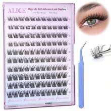 ALICE Self Adhesive Eyelashes Natural Self Adhesive Lash Clusters No Glue Needed Wispy Reusable Press On Lashes Pre-Glue 10-12mm 120pcs DIY Eyelash Extensions Kit With Lash Tweezers - F36 - View 7
