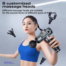 BENBO Massage Gun, Relieves Muscle Pain, Features LCD Display, Comes With 8 Massage Heads, Available In Gray And Green. Ideal For Office, Gym, Home, Travel, Christmas, New Year, Thanksgiving, And A Great Gift For Friends And Family. - Solid Color - View 6