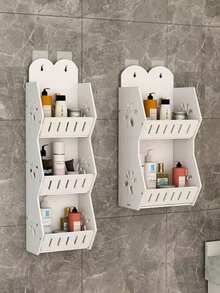3pcs/2pcs/1pc Bathroom Shelves, No Drill Wall Mounted Racks, Multi-Layer Storage Shelves, Kitchen Racks, Plastic Storage Racks, Simple Design, Ins Style, Home Use, Budget-Friendly, No Installation Required, Sturdy, Space Saving - Multicolor - View 16