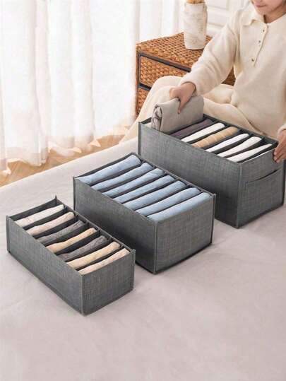 1pc Multi-Grid Foldable Underwear Storage Boxes, Household Compartment Fabric Clothes Organizer, Drawers Dividers Organizer, Multifunctional Wardrobe Organizer For Panties Socks Bra Storage,Maximize Your Closet Space With These Portable & Foldable Wardrobe Drawer Organizers - Perfect For Underwear, Socks, T-Shirts & Jeans!
