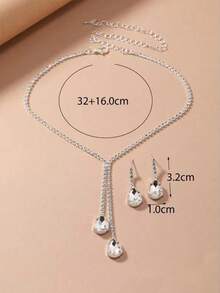 Royal 3pcs Rhinestone Decor Bridal Jewelry Set Valentine's Day Valentines - Silver - View 8