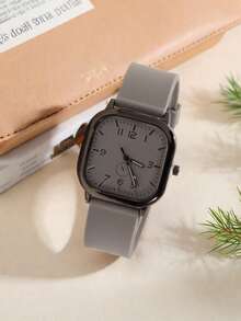 1 件男士休闲石英表，简约方形表盘，舒适表带，男士礼物，适合日常佩戴和使用，适合父亲节、感恩节、情人节送礼