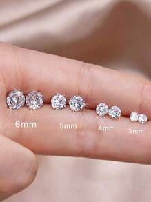 Pendientes de botón chapados en oro de 14 quilates con circonita cúbica para mujeres y hombres, pendientes hipoalergénicos de acero inoxidable plateado/dorado de 3-4-5-6 mm con diamantes redondos simulados de circonita cúbica, adecuados para uso diario para mujeres