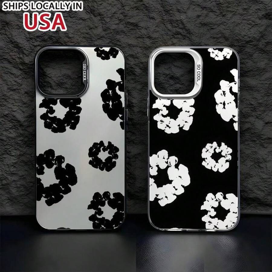 Black Flower Luxury D-Denims T-Tears Phone Case For IPhone 16 15 14 13 12 11 Mini Pro Max X XR 8 Plus Anti Fall Matte Back Cover - Black - View 1