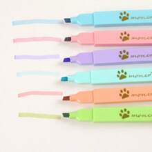 1 Packung/6 Packungen niedliche Katzenpfoten Textmarker, erhältlich in 6 Farben, schräge Spitze, farbige Markerstifte, geeignet für Schule und Büroartikel, Schulmaterial, Schulanfang