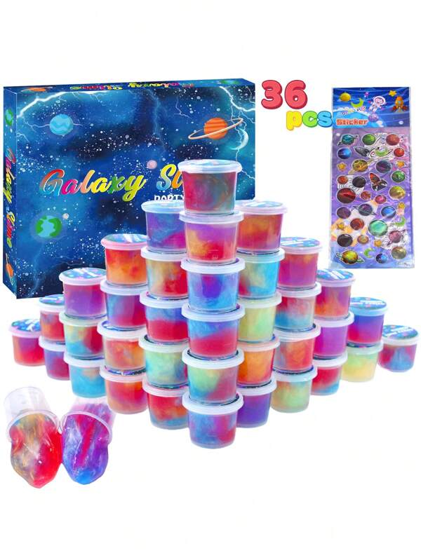 1 set de 30/36 piezas de Slime de unicornio dinámico, Slime de galaxia, caja de regalo sin desorden, set interactivo DIY para compartir, juguete antiestrés adecuado para la escuela, el hogar, fiestas, un gran regalo festivo para niños