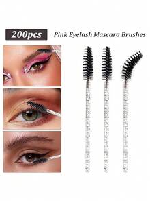 Juego de 600 suministros para extensiones de pestañas, que incluye 200 bobinas de pestañas, 200 pinceles negros para ojos, 200 pinceles de cristal para labios, 200 hisopos de algodón mini, cepillos de rímel y juego de herramientas de maquillaje (multicolor)