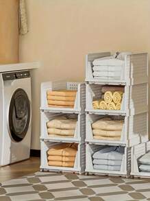 1 件可折叠可堆叠储物篮抽屉整理盒，家用衣柜衣服抽屉梳妆台搁架，卧室厨房桌面零食展示架