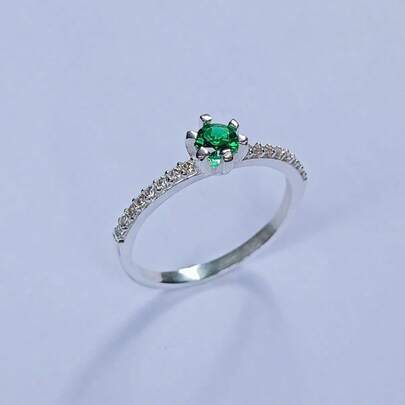 SOLITÁRIO EM PRATA 925 - VERDE ESMERALDA