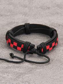 時尚流行男士格子圖案手鍊PU適合珠寶禮物和時尚外觀