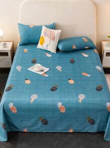 1pc Bed Sheet, Soft & Comfortable Mattress Protector, Valentine's Day Gift Bed Sheet, Kids Cartoon Love Geometric Bedding Set, Heart Pattern Home Decor Bedroom Set, Fits Twin/Queen/King Size Bed, Machine Washable