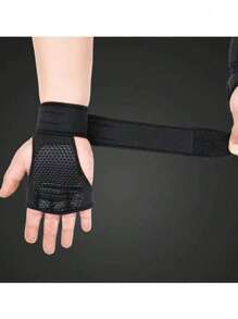 1 Paar unisex fingerlose Gewichtheberschuhe mit Klettverschluss für Fitness-Training im Gym