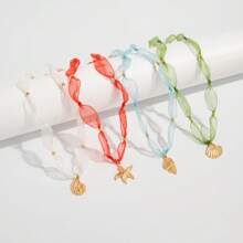 1 pièce Collier avec style paysage marin, étoile de mer et coquillage, design de col simple et frais avec maille