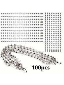 15/25/50/80/100 件可调节金属球链，4 英寸，带 2.4 毫米珠链连接器，钥匙扣标签链，适用于珠宝制作、DIY 工艺品、银/古银