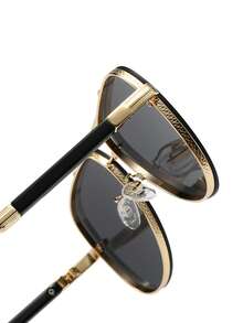 LINFEMAND Elegant Metal Frame Dual-Bridge Fashion Glasses, High-End Business Party Travel Driving Gift For Men & Women - Multicolor - View 10
