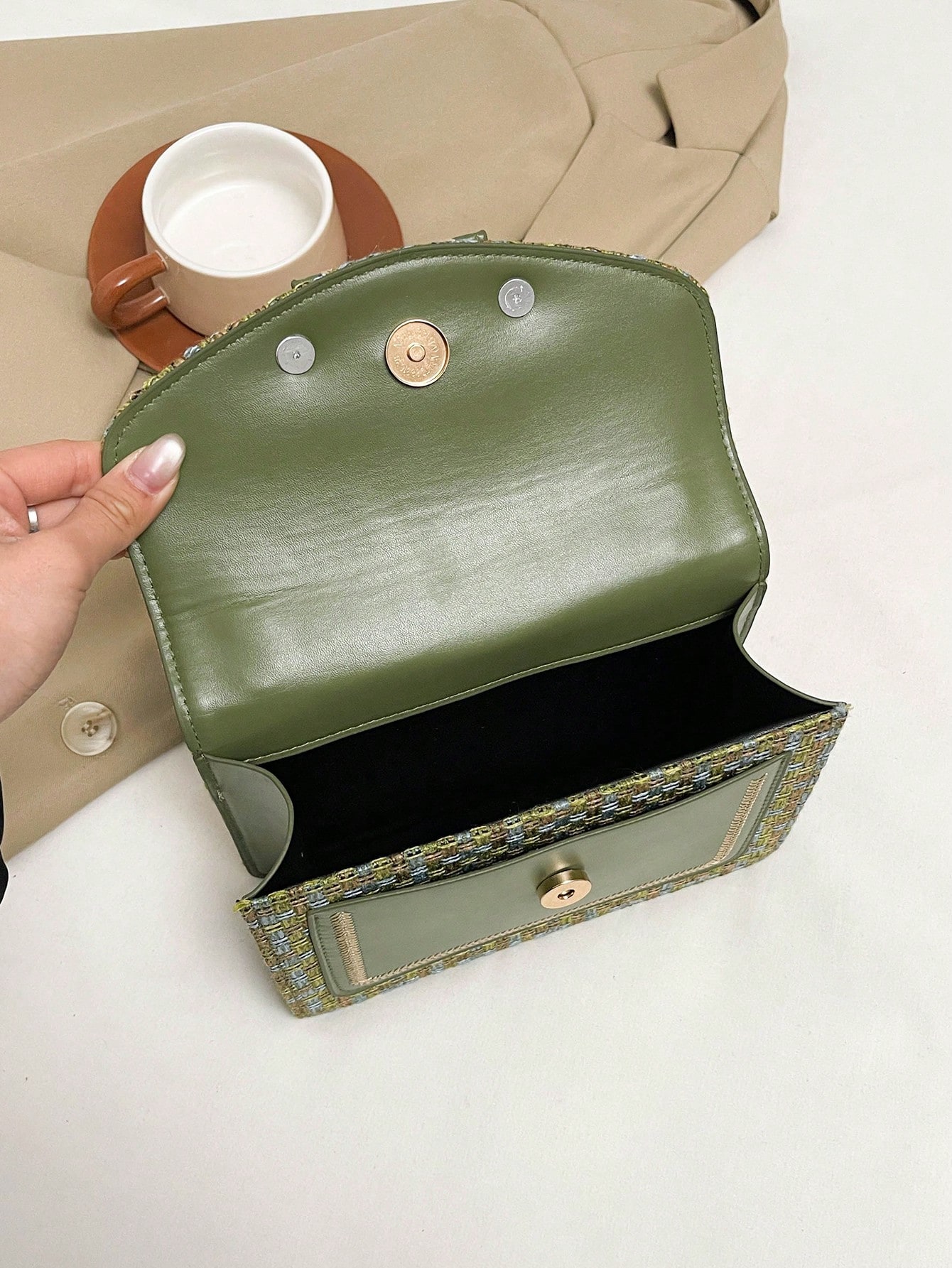 حقيبة يد صغيرة منسوجة على الطراز الكوري للنساء، حق...