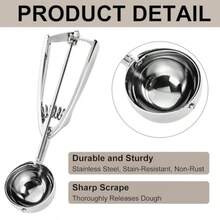 Cookie Scoop Set Cookie Scoops For Baking Set Of 3 Cookie Dough Scoops Silver Include Large Medium Small For Cookies Ice Cream Muffin Cupcakes Truffles Mashed Potatoes - 銀色 - 查看 3