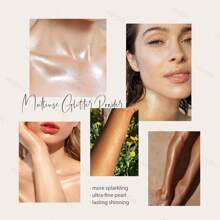 KYDA Highlighter Powder Spray, High Gloss Glitter Spray, Sparkling Powder Makeup, For Face And Body Glitter Cosmetic-Champagne Gold