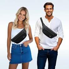 Entchin Fanny Pack Women Men,Crossbody Belt Bag With 4-Zipper Pockets,Adjustable Waist Bag Pack,One Of Most Popular Travel Essential Gifts Walking,Traveling,Cycling - 大號黑色 - 查看 2