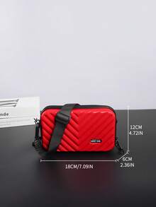 Mini Suitcase Crossbody Bag Hard Shell Shoulder Bag Lightweight Casual Bags For College Students, Travel, Summer, Waterproof PVC, Minimalist Style, Gift For Boyfriend Festival, Easter - Red - View 4