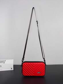Mini Suitcase Crossbody Bag Hard Shell Shoulder Bag Lightweight Casual Bags For College Students, Travel, Summer, Waterproof PVC, Minimalist Style, Gift For Boyfriend Festival, Easter - Red - View 11