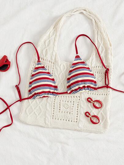 Women's Sexy & Fashionable Red One-Piece Swimwear, Summer Beach Bikini Top Vacation