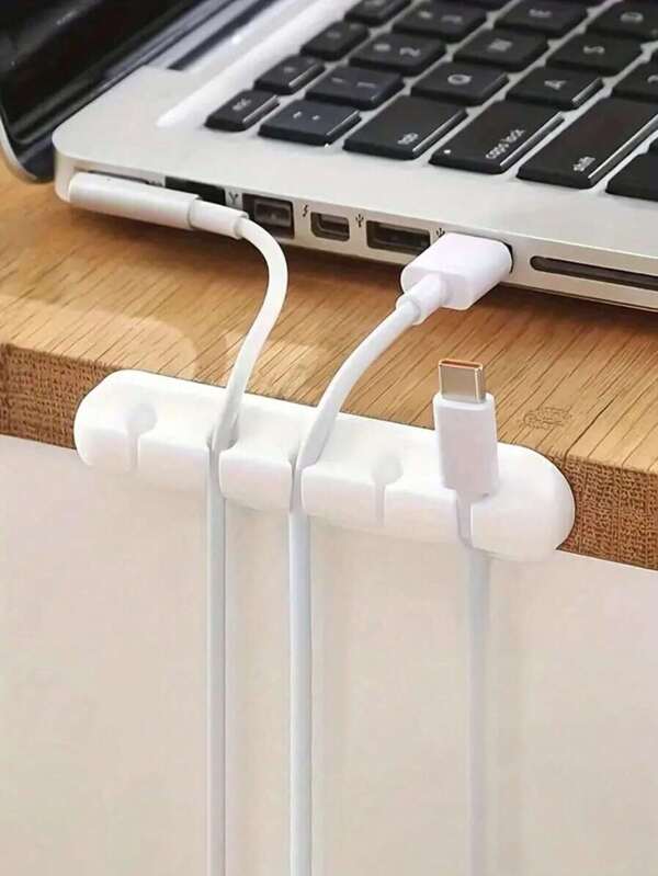 1pc 3-Hole/5-Hole New Cord Organizer Clips, Available In Black And White, Excellent Cable Clips For Earphones, Chargers, Mice, Multifunctional Adhesive Wire Clips, Cable Organizer For Office Desk, Home And Car (3/5 Slots) School Supplies,Back To School