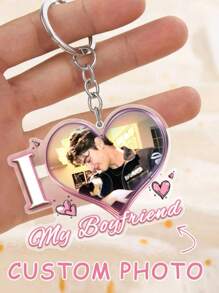 2pcs Customized Couple Photo Keychain, Personalized Acrylic Keychain Gift, Suitable For Valentine's Day, Wedding, Anniversary Celebration, Birthday Gift For Boyfriend/Girlfriend