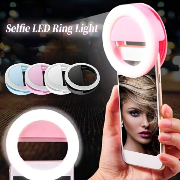 36-LED Selfie Ring Light For Phones/Tablets - Battery Powered Portable Clamping Light Source, Adjustable Angle, 4 Colors (Pink/White/Blue/Black) For Makeup, Vlog Shooting, Travel And Photography, Portable Lighting, Battery Powered, Summer, Back To School, School Gifts, High Quality - Birthday Gifts - Christmas Gifts - Easter Gifts - Valentine's Day Gifts - Perfect Gifts