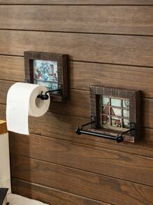 1 Stück Vintage Holz Toilettenpapierhalter im europäischen Stil, Badezimmer Taschentuchhalter, geeignet für Zuhause, Hotel, Café Dekoration