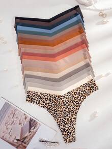 21条装女士休闲纯色舒适粘合丁字裤 - 彩色 - 查看 4