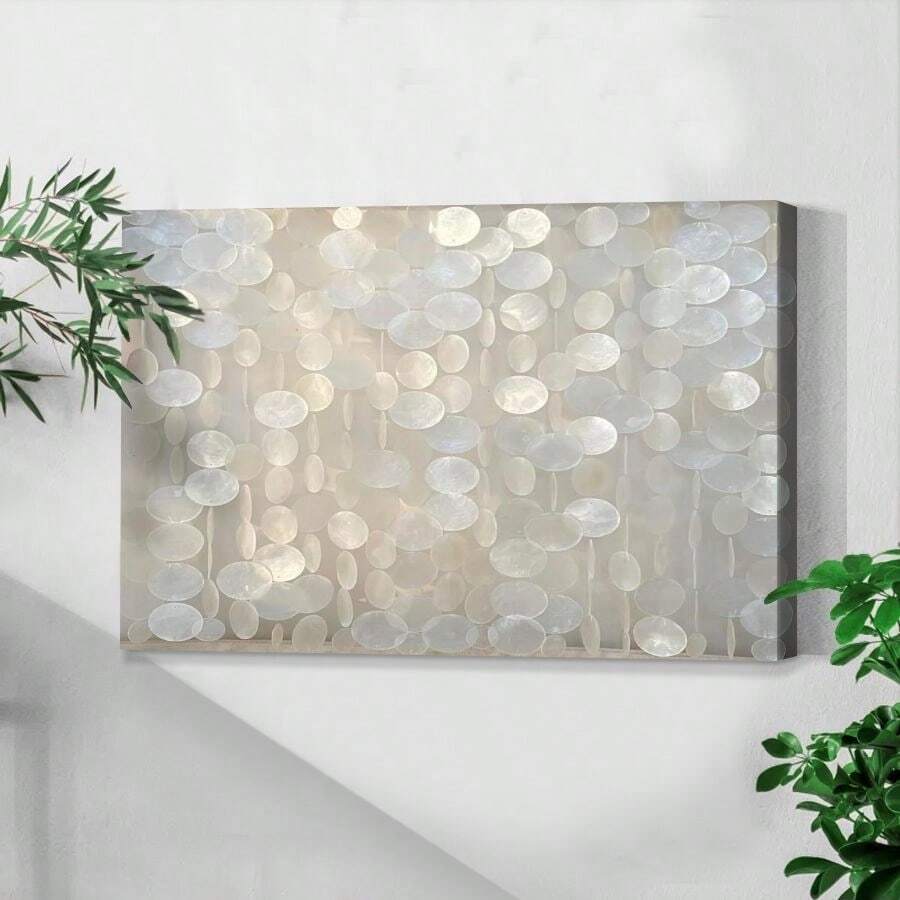 Bergamot 3D Handmade Capiz Shell Wooden Framed Wall Art Coastal Wall Art D��Cor Minimalist White Sea Shell Wall Decor For Living Room Bedroom Office - 彩色 - 查看 1