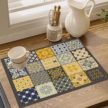 1 Tấm Thảm Lau Chùi Bát Đĩa Chống Thấm Nước Và Họa Tiết Gạch Hoa Kỳ Cho Quầy Bếp, Trang Trí Tiệc, Tấm Lót Bàn Ăn Siêu Thấm Hút, Có Mặt Sau Bằng Cao Su Chống Trượt, Thảm Nhà Bếp & Gia Đình Đa Năng, Thích Hợp Cho Máy Pha Cà Phê, Thảm Lau Chùi Bát & Giá Để Bát Đĩa - nhiều màu - Xem 11