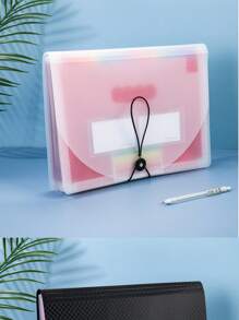 1 pieza Carpeta acordeón con capacidad grande a cuadros negra, adecuada para almacenar documentos tamaño A4, diseño con cierre y correa colgante, útiles escolares