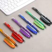 36pcs 6-Color Erasable Gel Pens, Random 6pcs With Refills In Different Colors, Blue-White Ceramic Erasable Pens, 0.5mm Office Supplies