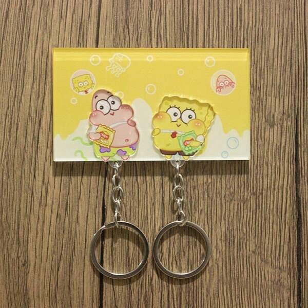 SPONGEBOB 1 pieza Llavero de casa de estilo Kawaii colgante de llave, anillo para mochila, decoración para regalo de amigos, pareja, decoración del hogar. Regalo perfecto para fiestas, días festivos, muy adecuado para festivales, fans y como regalo.