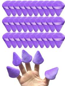 5pcs/10pcs/12pcs/20pcs/30pcs/50pcs/100pcs Mini Triangle Flocked Double-Sided Makeup Sponges, Suitable For Setting Makeup, Soft & Fluffy Texture, Applicable For Face & Body Powder Puff, Mixed Makeup Beauty Tools Set - Purple - View 11