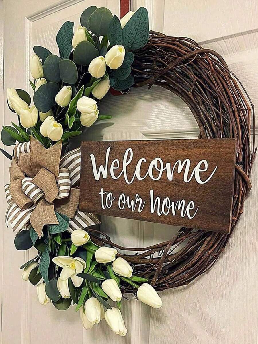 White Tulip Wreath, Home Decor - Multicolor - View 1