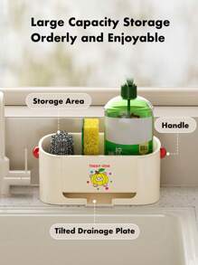 1pc Kitchen Sink Side Drying Rack – Angled Drainage Design Directs Water Into Sink, Large Capacity Storage For Sponges, Brushes & Soap Bottles. 1pc Kitchen Sink Side Drying Rack – Angled Drainage Design Directs Water Into Sink, Large Capacity Storage For Sponges, Brushes & Soap Bottles. Kitchen Organiser