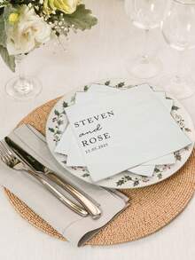 20-500张定制婚礼餐巾纸，三层个性化鸡尾酒餐巾纸，适用于生日、订婚、周年纪念、单身派对、告别单身派对，适合情侣、爱人，一次性饮料/甜点餐巾纸，可用于婚礼餐桌装饰、圣诞装饰，寓意永恒的爱 - 彩色 - 查看 2