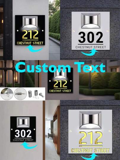 1 Piece Personalized Custom Sign – 3D Embossed Hollow Design, Solar Light, Waterproof & Sun-Resistant With Reinforced Steel Nails – Ideal For Home & Room Signs, Family Nameplates, Street Numbers, Classroom Tags,Graphic Print,Home Decor Living Room