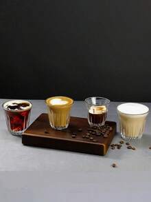 1pc Vintage Ribbed Glass Coffee Cup, Espresso Tumbler, Cortado Glass, Clear Drinking Glasses, Beverage Mug, Elegant Fluted Design, Heat-Resistant Glassware For Latte, Water, Juice, Ideal For Home, Cafe, Office, Parties, Practical Gift For Adults, Men, Women - Multicolor - View 8