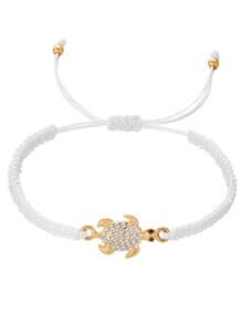 1pc Purple Couples Metal Minimalist Rhinestone Sea Turtle Braided Bracelet